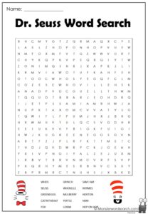 Dr Seuss Word Search Monster Word Search