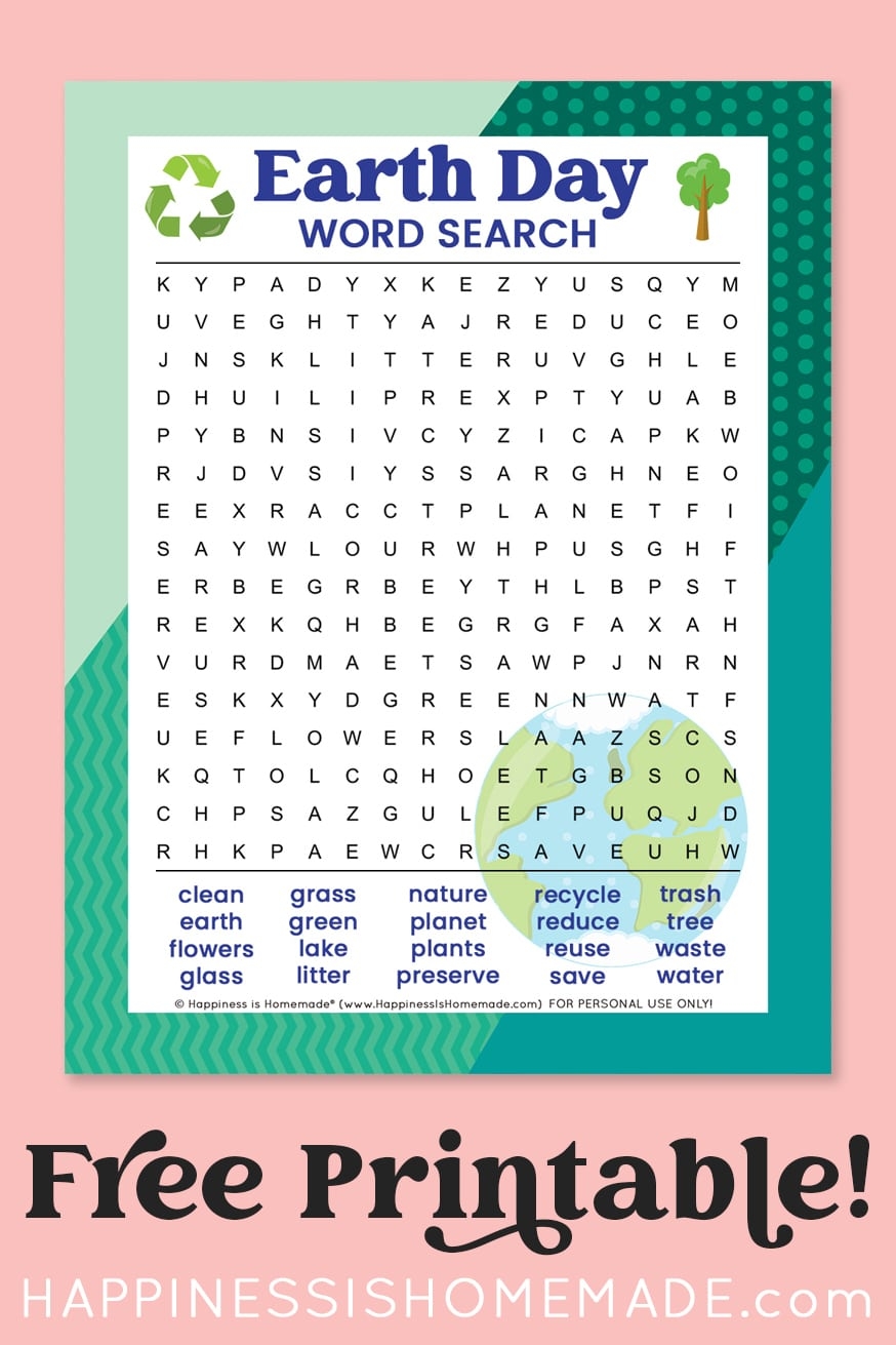 Earth Day Word Search Free Printable Happiness Is Homemade