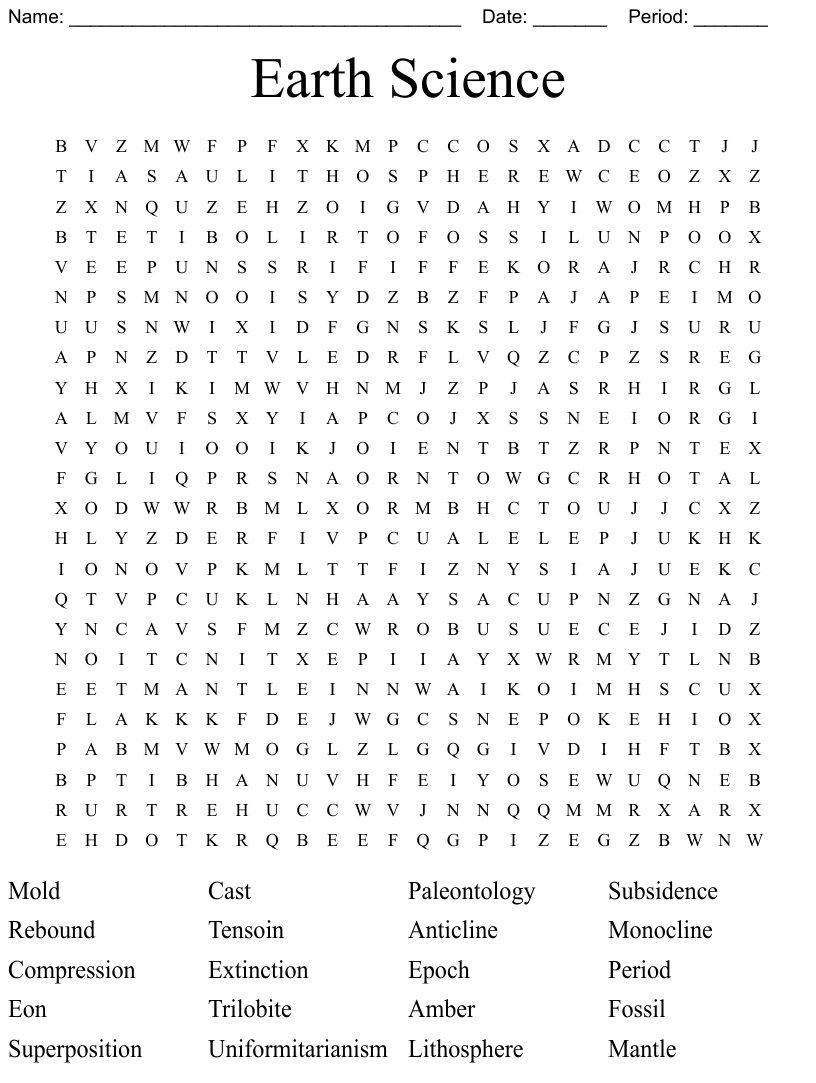Earth Science Word Search WordMint