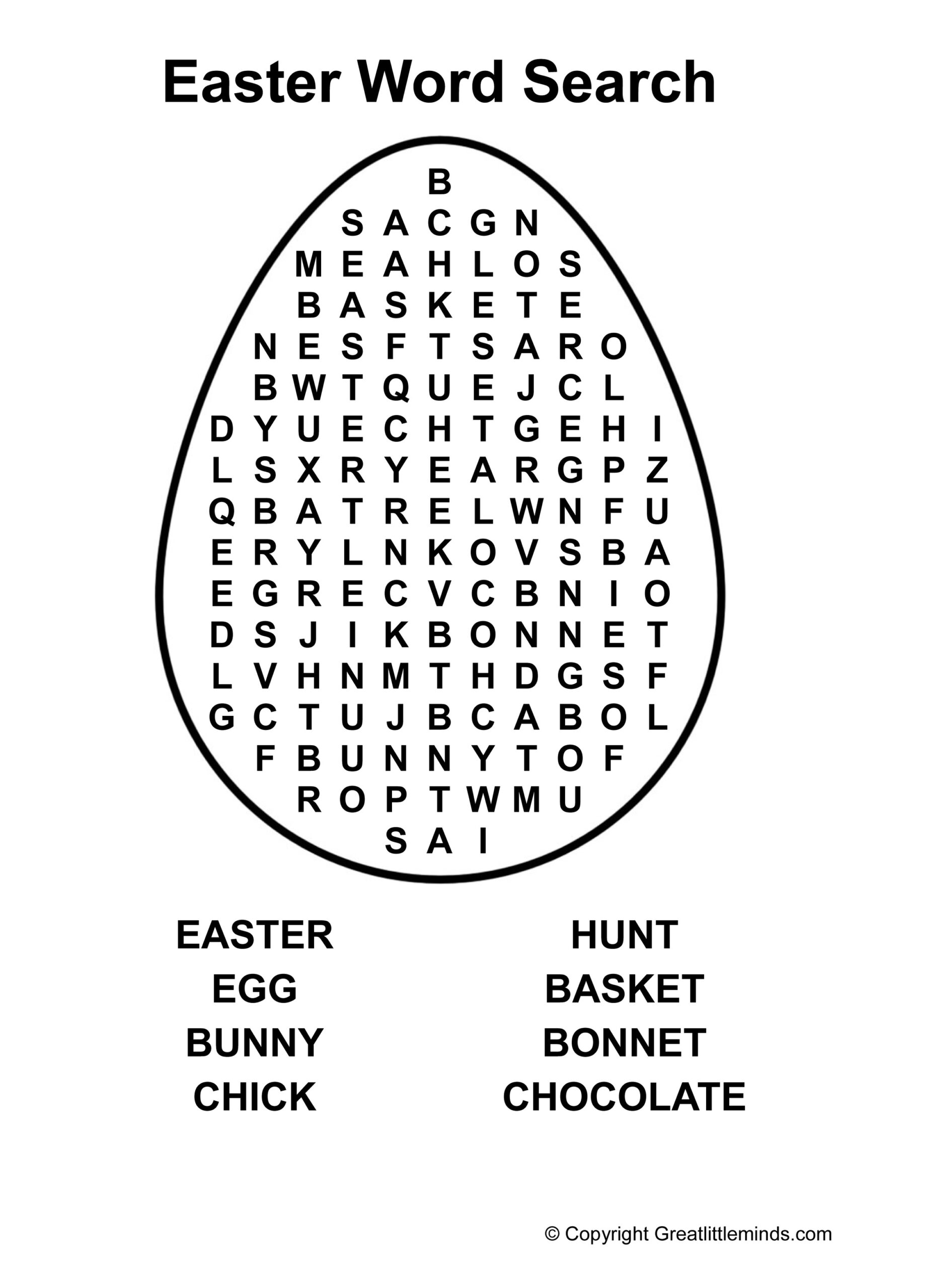 Easter Egg Word Search Printable