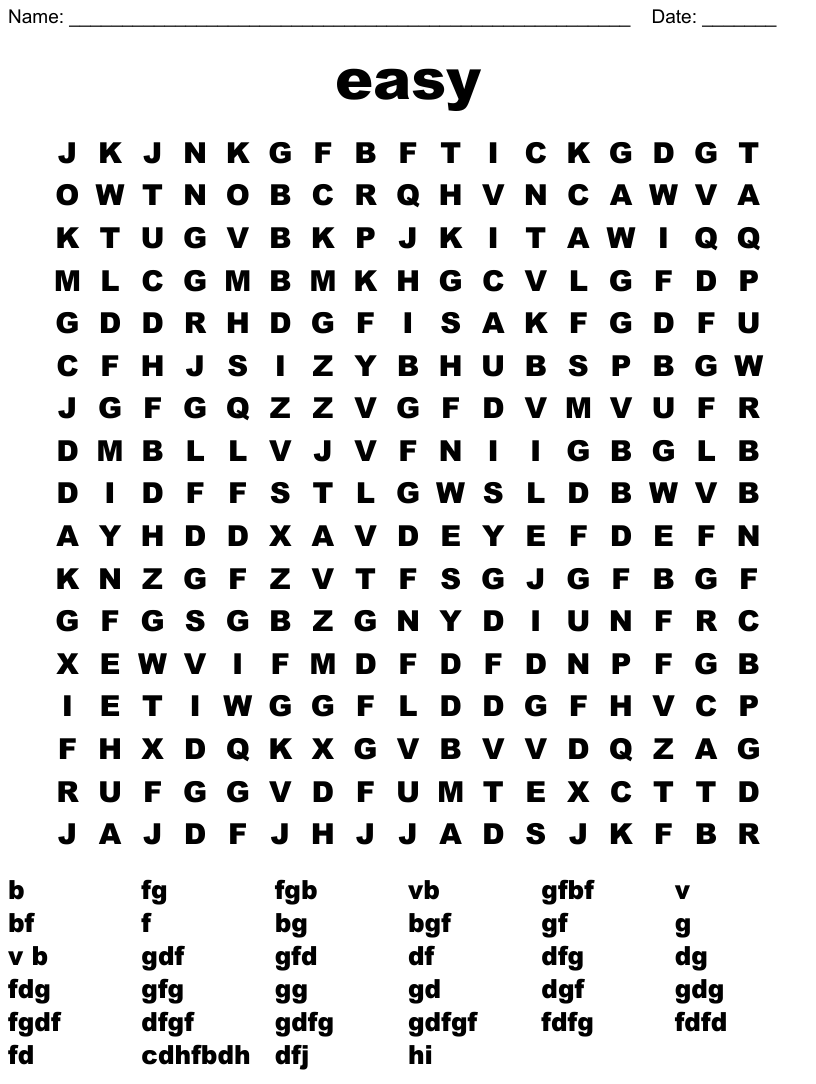 Easy Word Search For Seniors