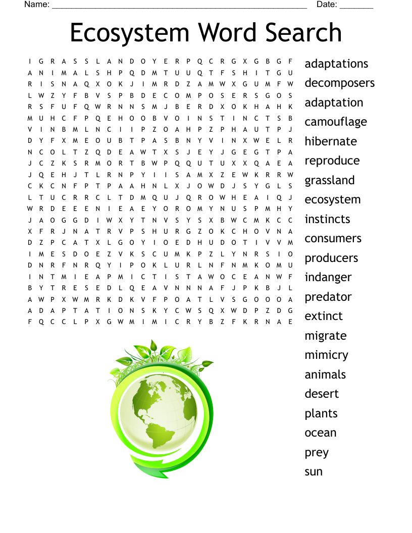 Ecosystem Word Search WordMint