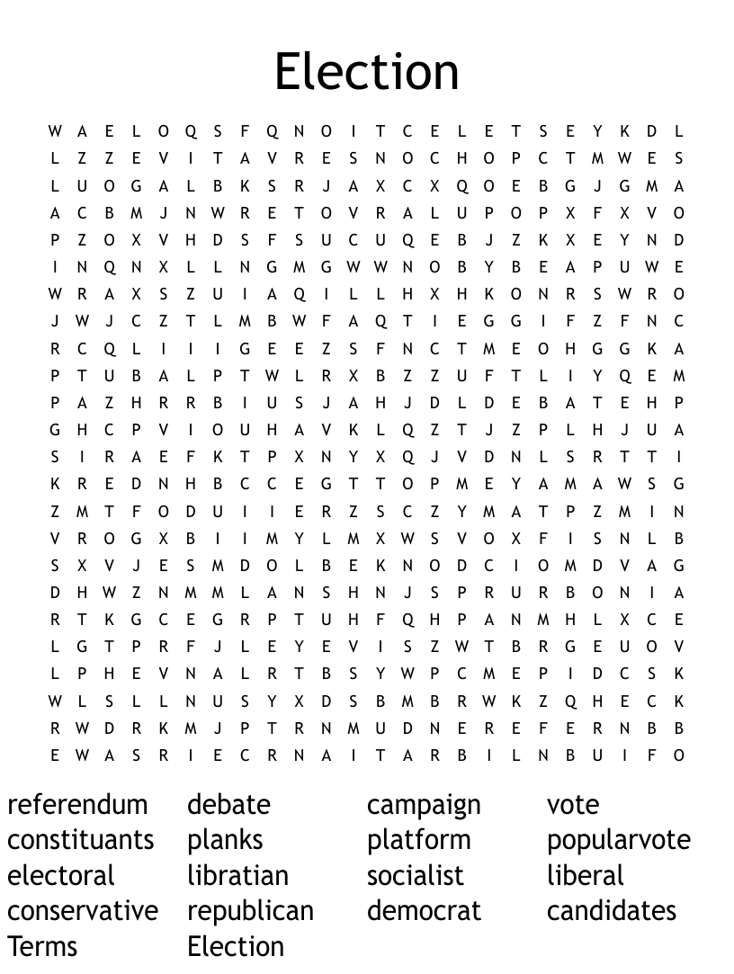 Election Day Word Search Pdf