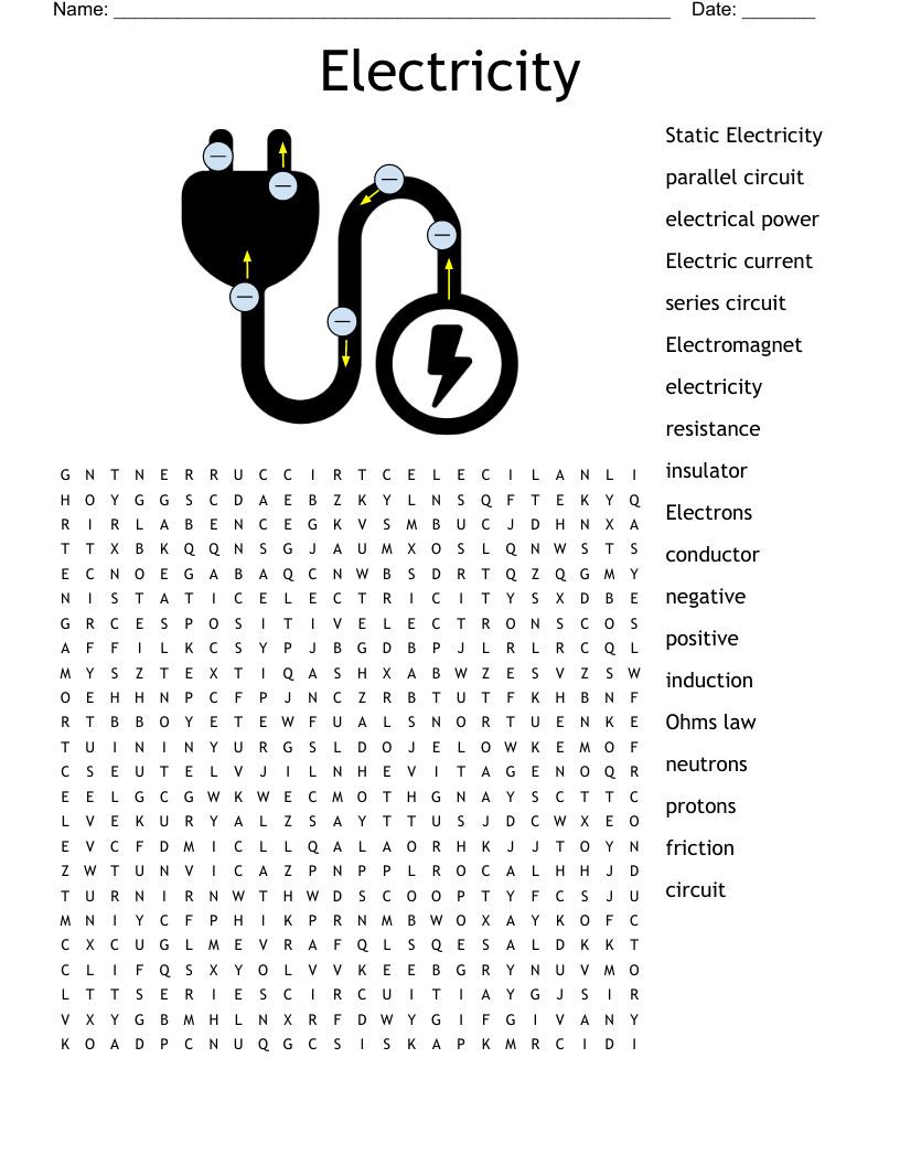 Electricity Word Search Answers Word Search Printable