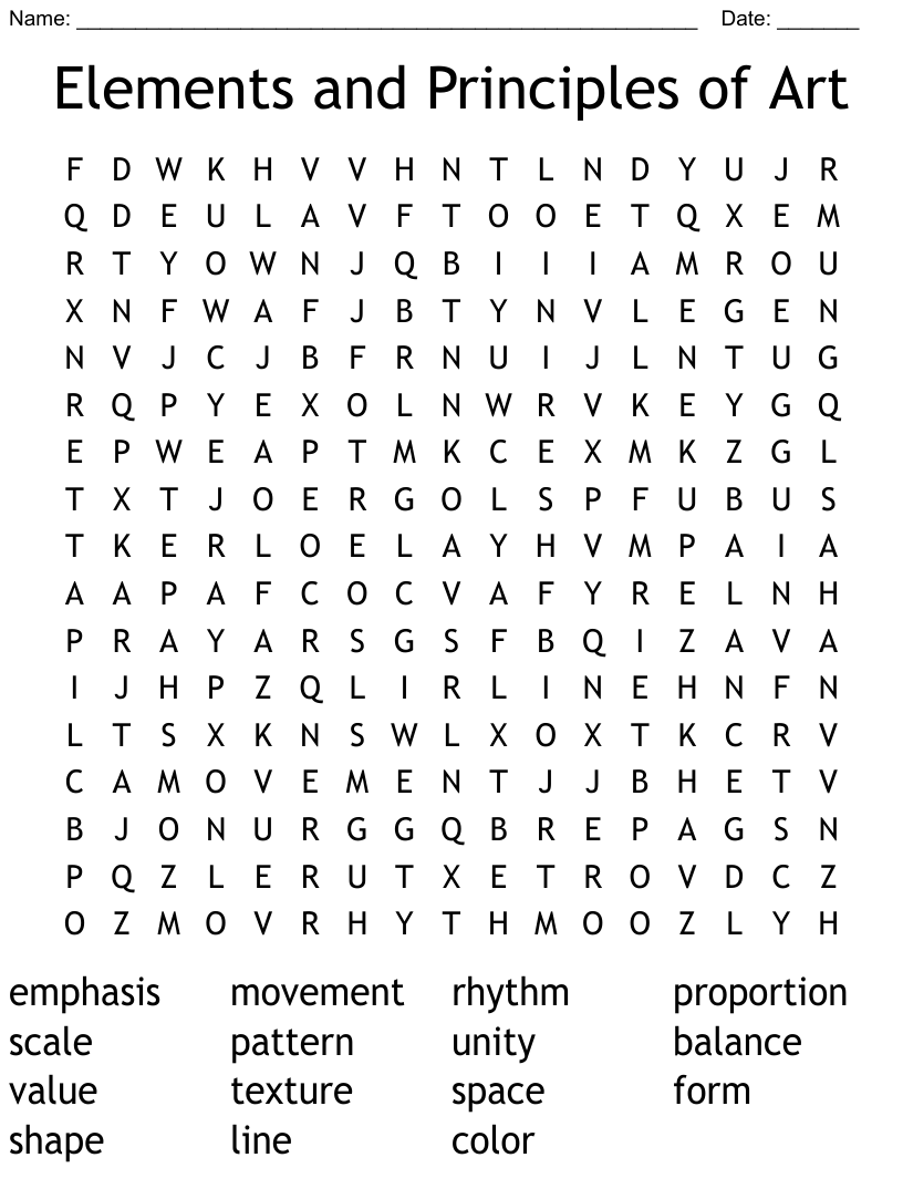 Elements And Principles Of Art Word Search Answer Key