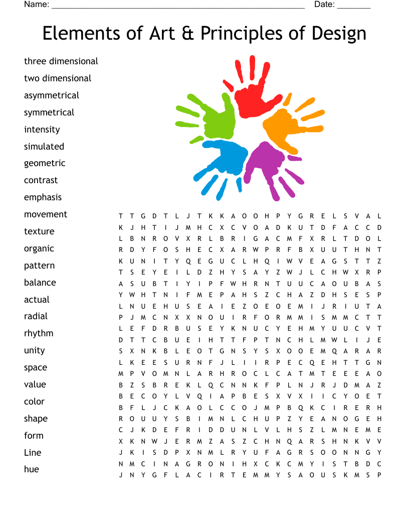 Elements Of Art Principles Of Design Word Search WordMint