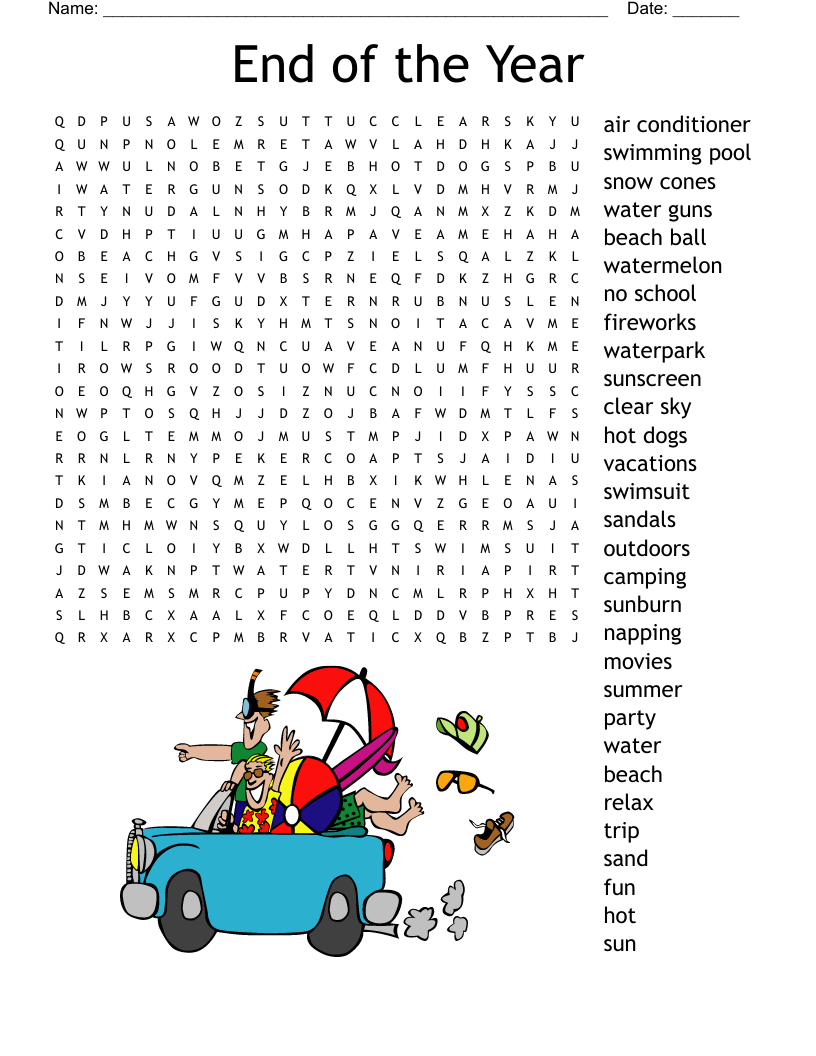 Free Printable End Of School Year Word Search Word Search Printable