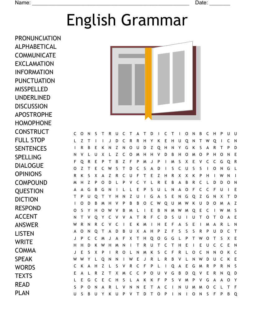 English Grammar Word Search WordMint