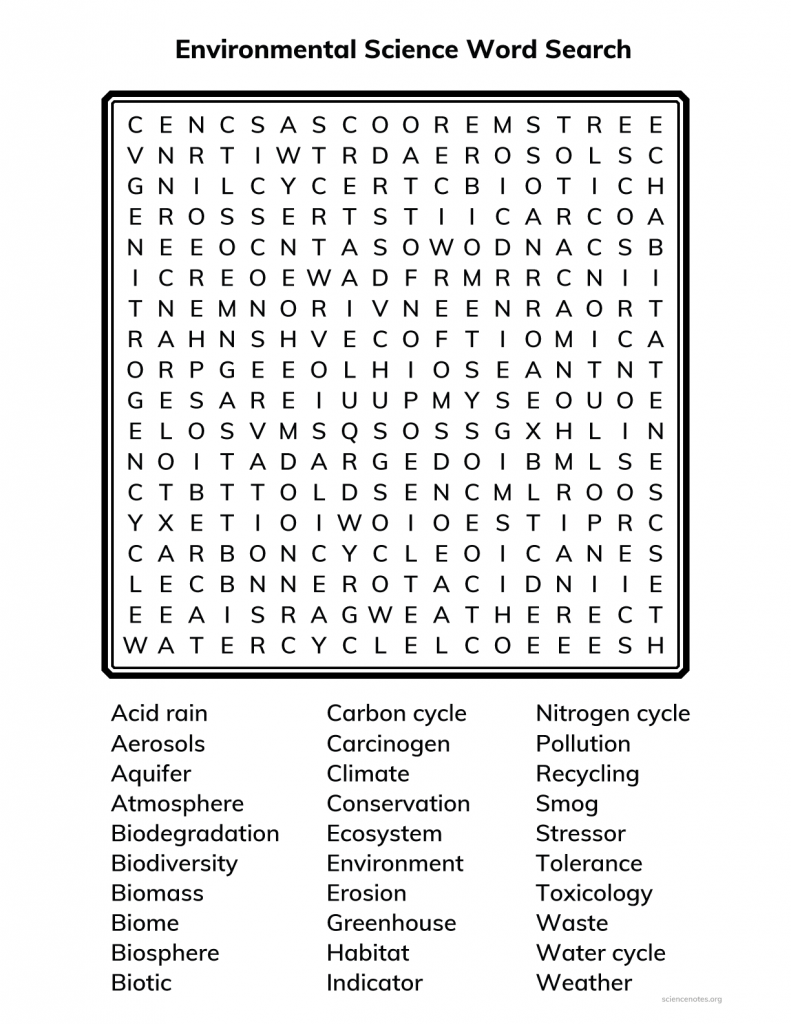 Word Search Earth Science