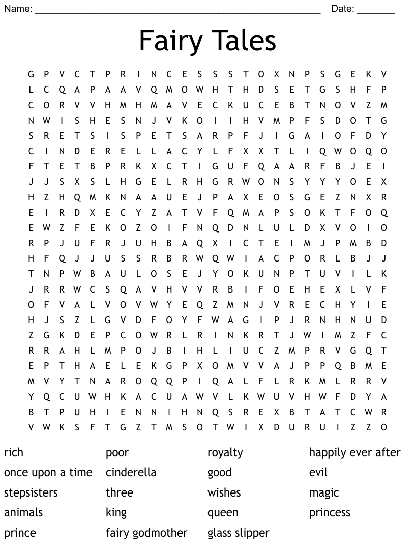 Fairy Tales Word Search WordMint