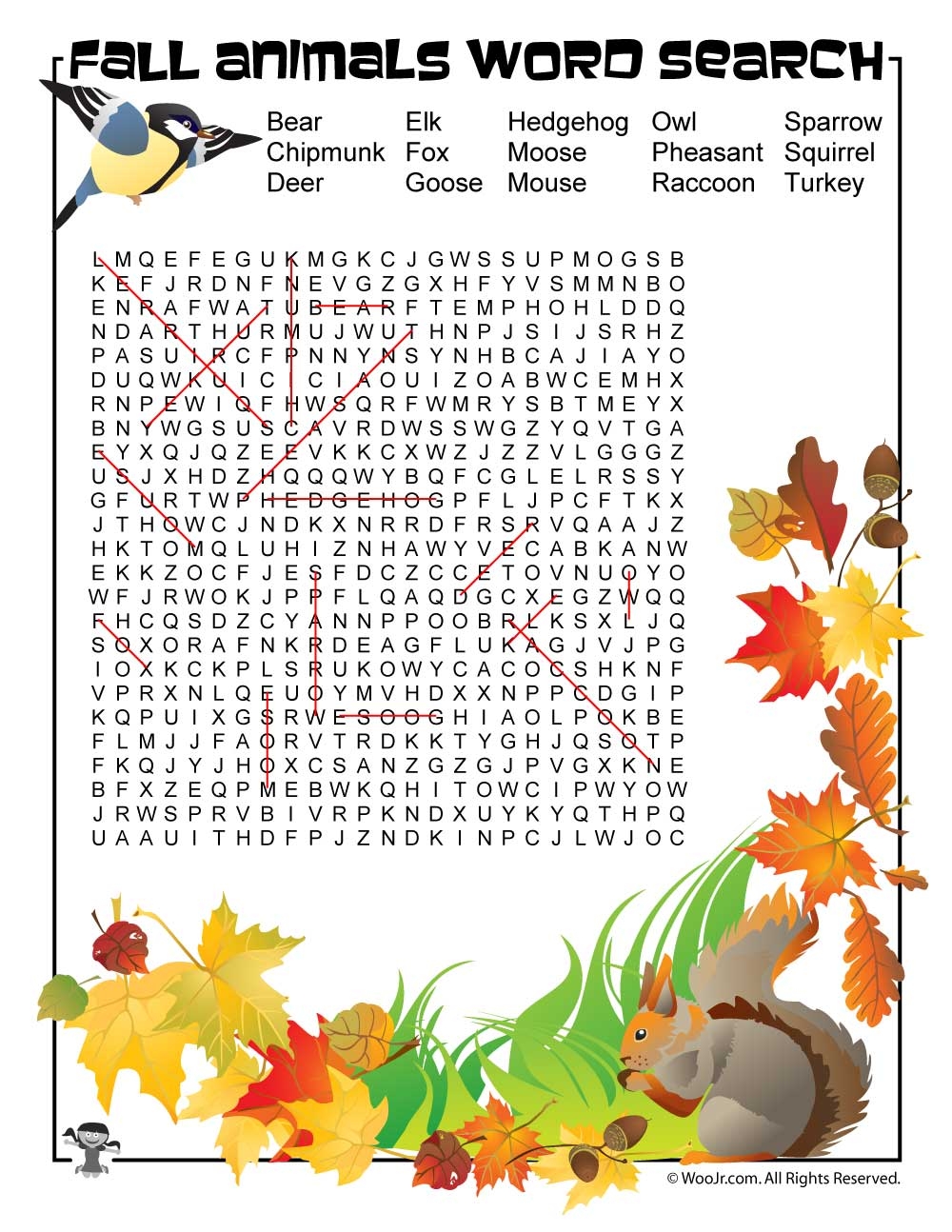 Fall Animals Word Search Answer Key Woo Jr Kids Activities Children s Publishing