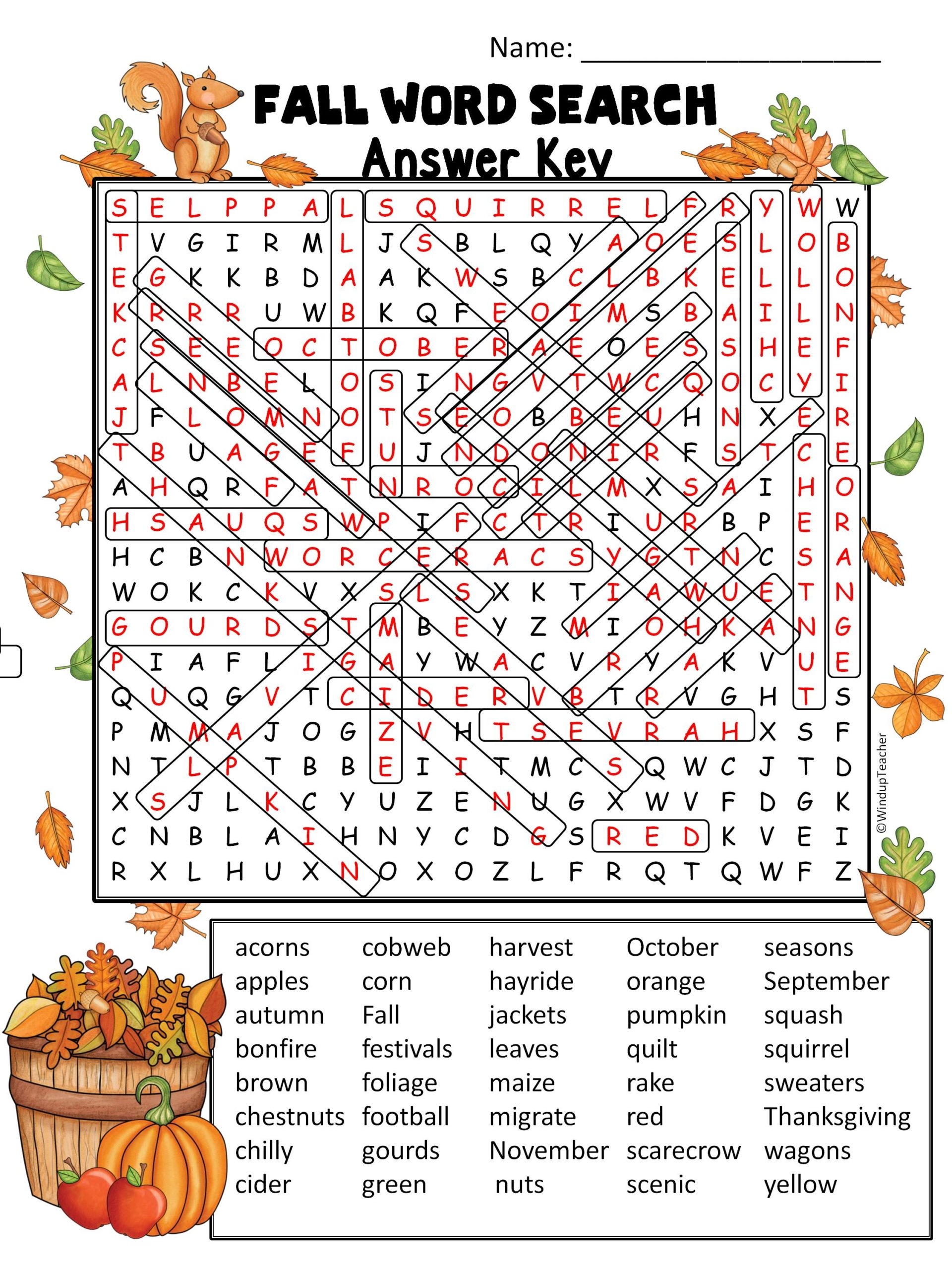 Fall Word Search Hard For Grades 5 To Adult Made By Teachers