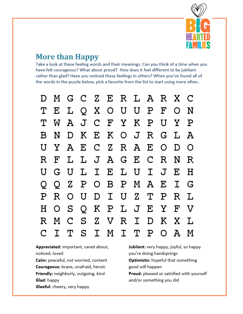 Word Search Printable Emotions