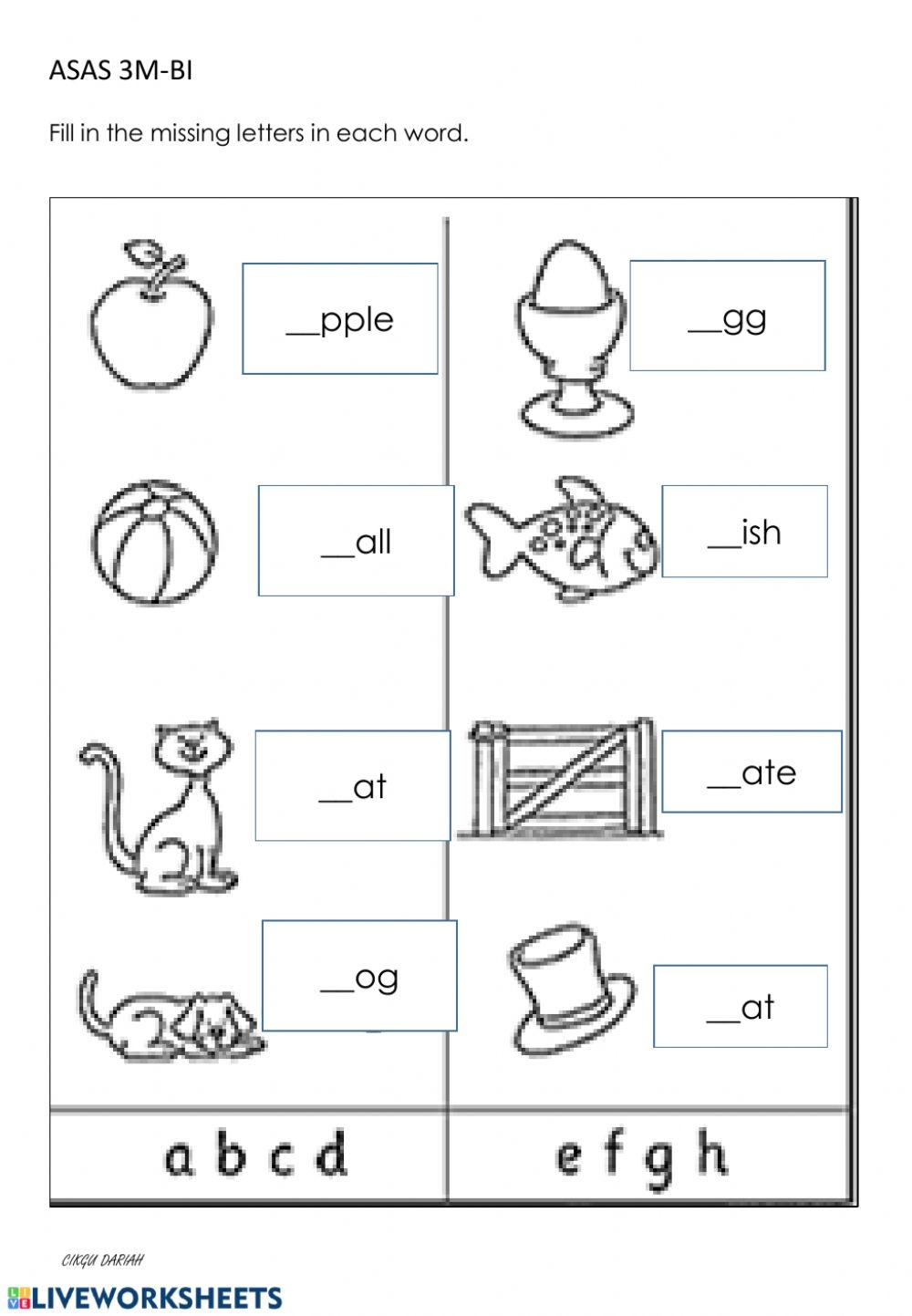 Fill In The Missing Letters Worksheet