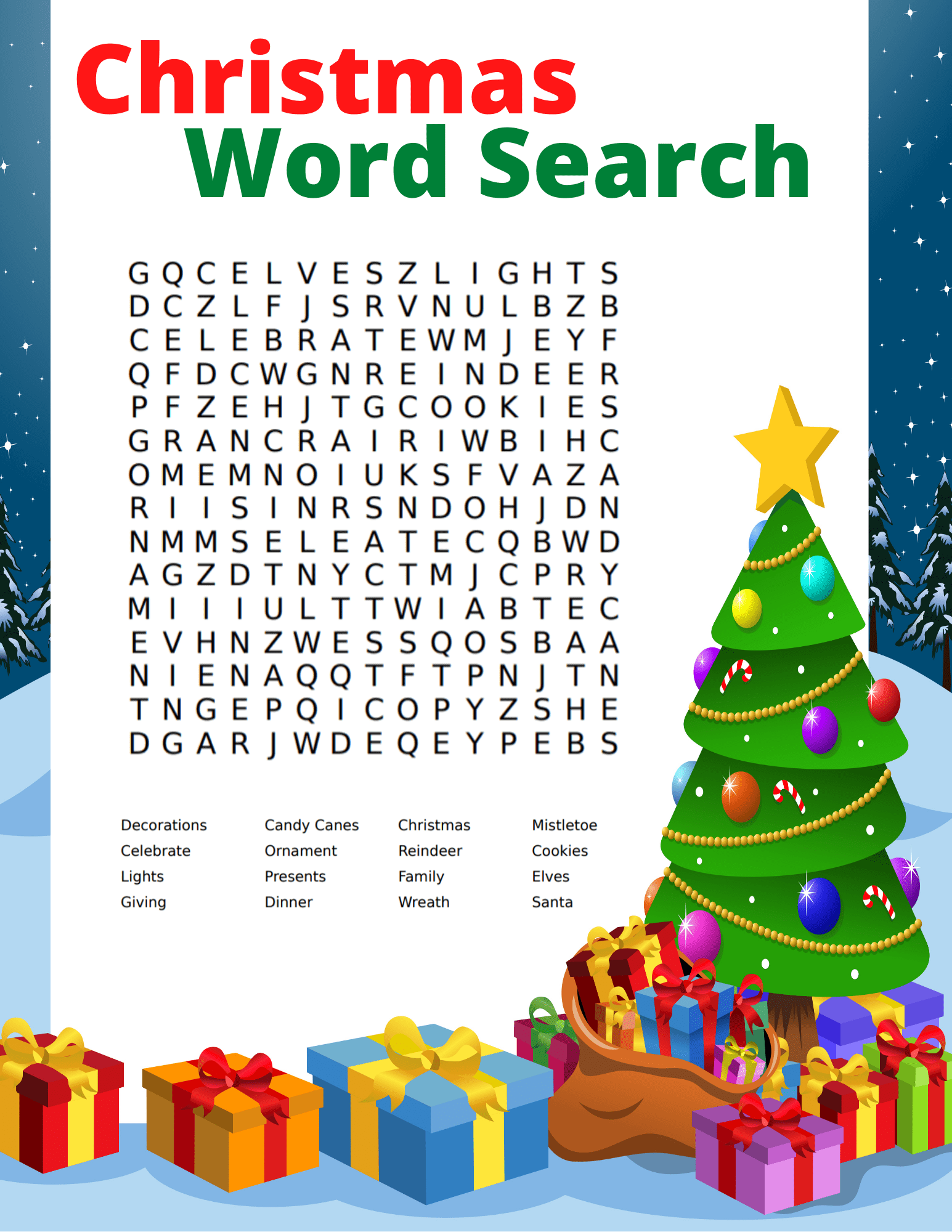 Printable Word Searches Christmas