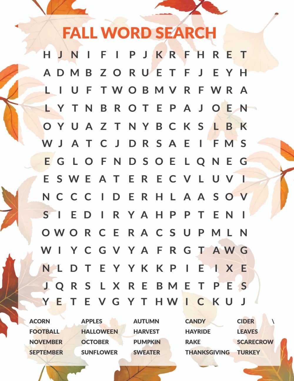 Free Fall Word Search Printable Freebie Finding Mom