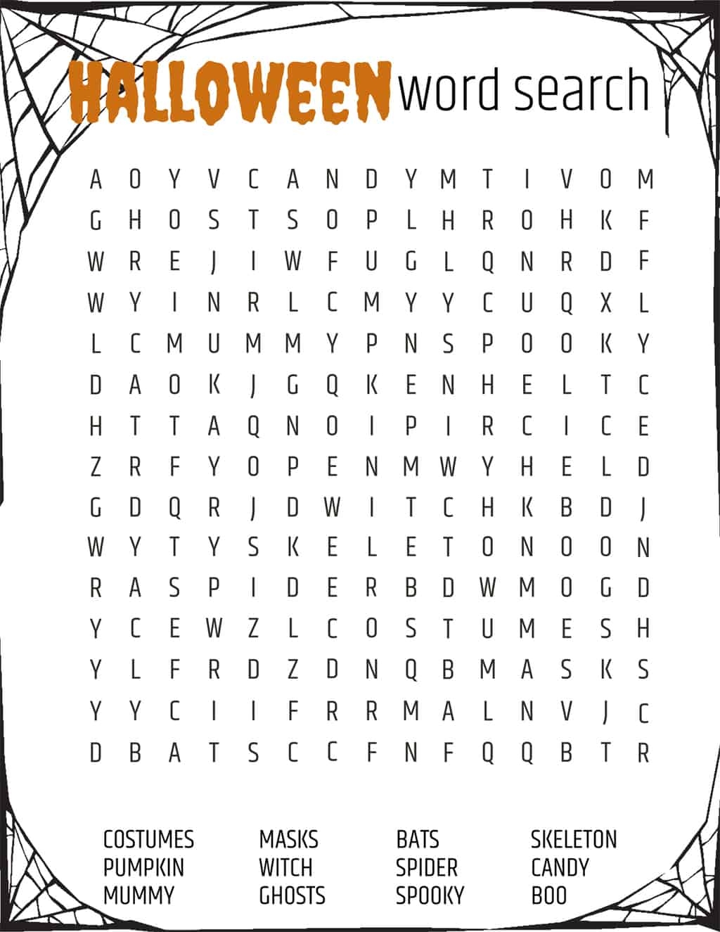 Halloween Search A Word Puzzle Printable
