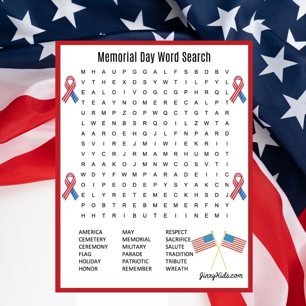 Free Printable Memorial Day Word Search