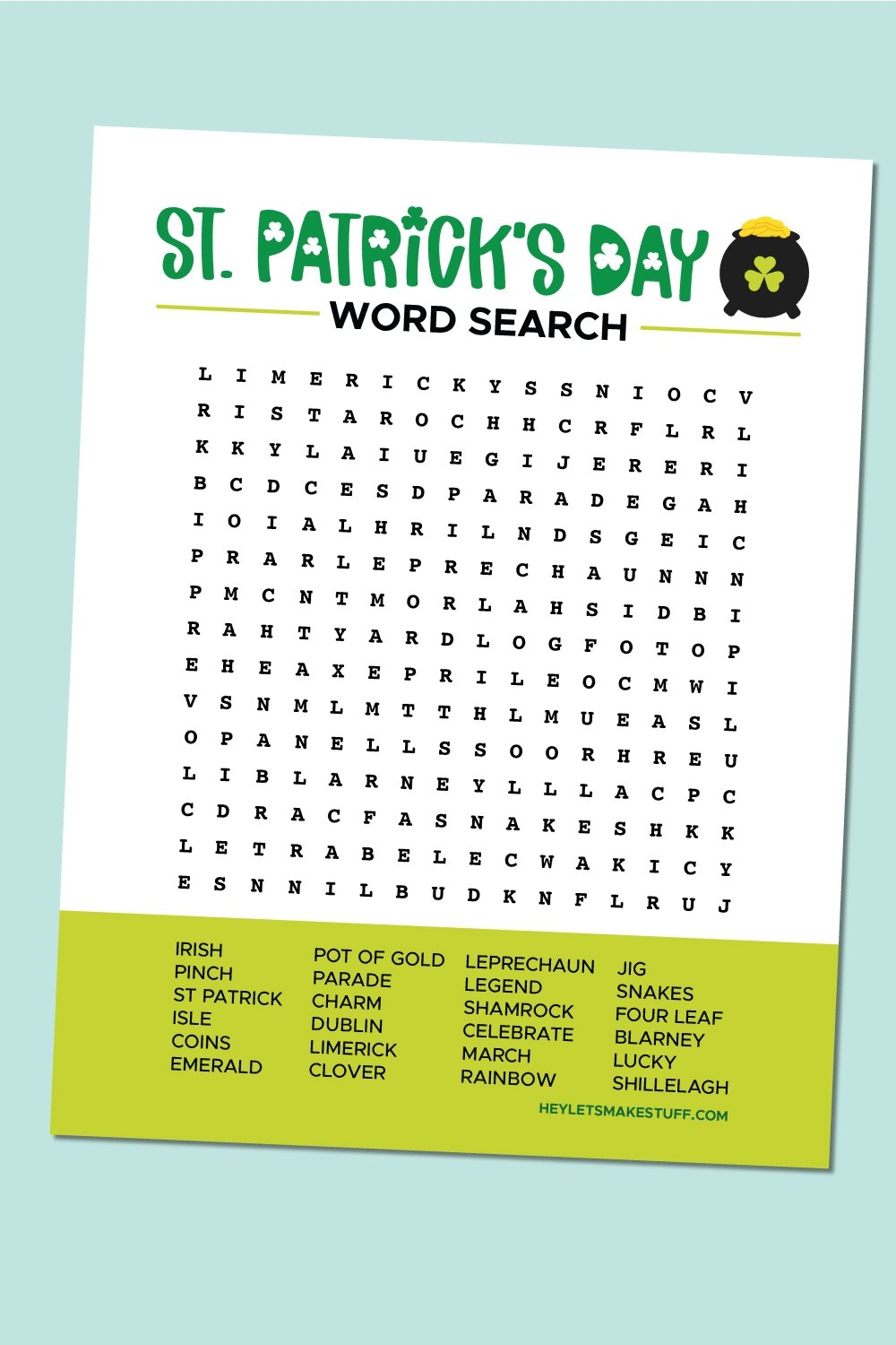 Free Printable St Patricks Day Word Search Word Search Printable