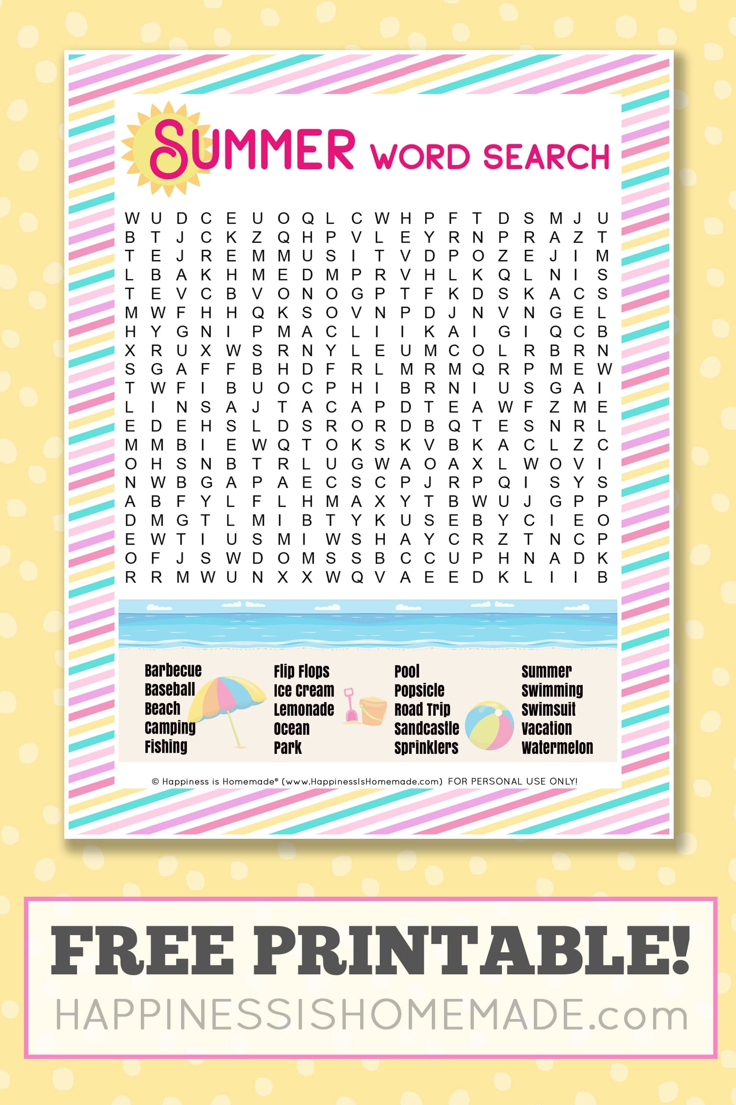 Free Summer Word Search Printable Happiness Is Homemade