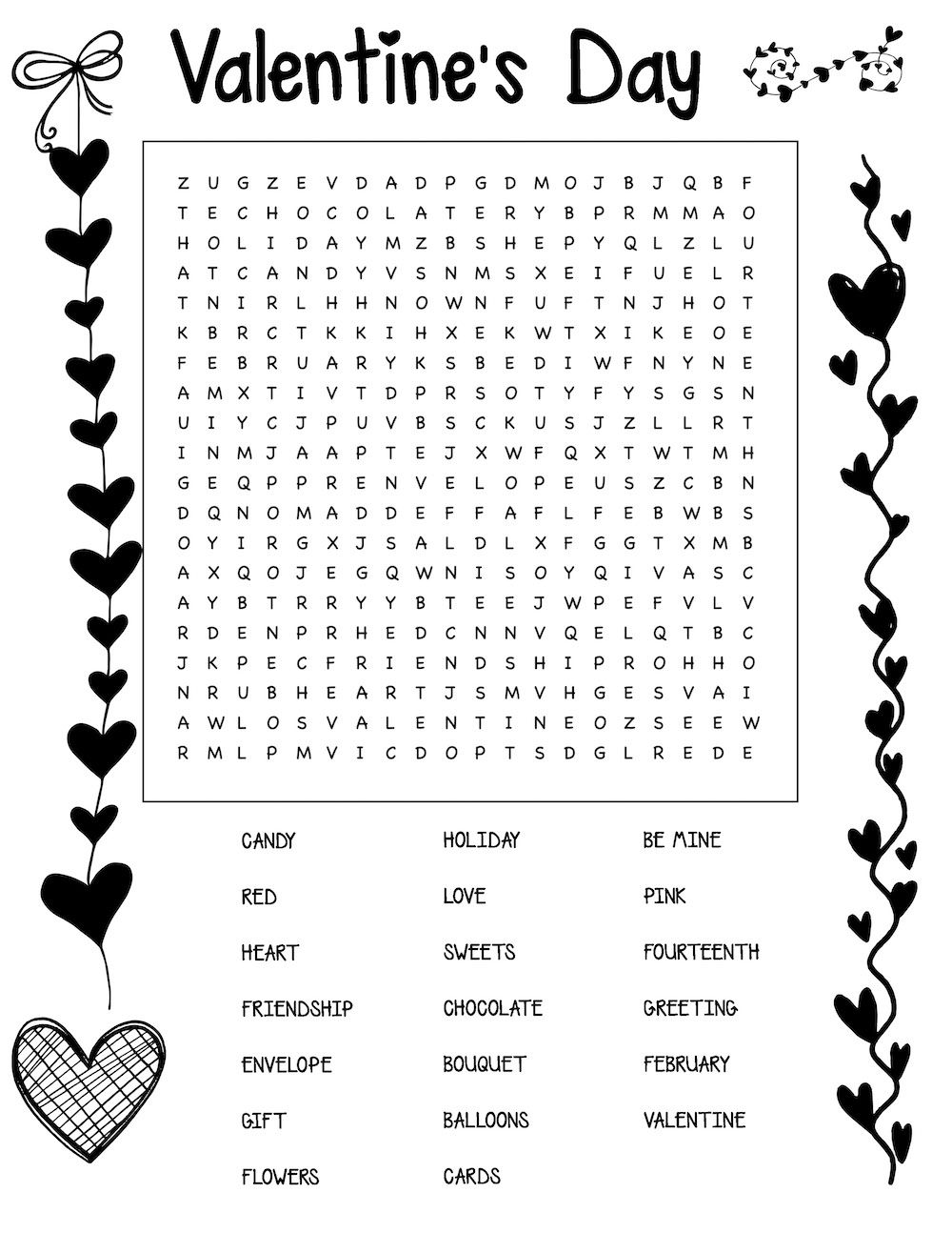 Free Valentine s Day Word Search Art Is Basic An Elementary Art Blog