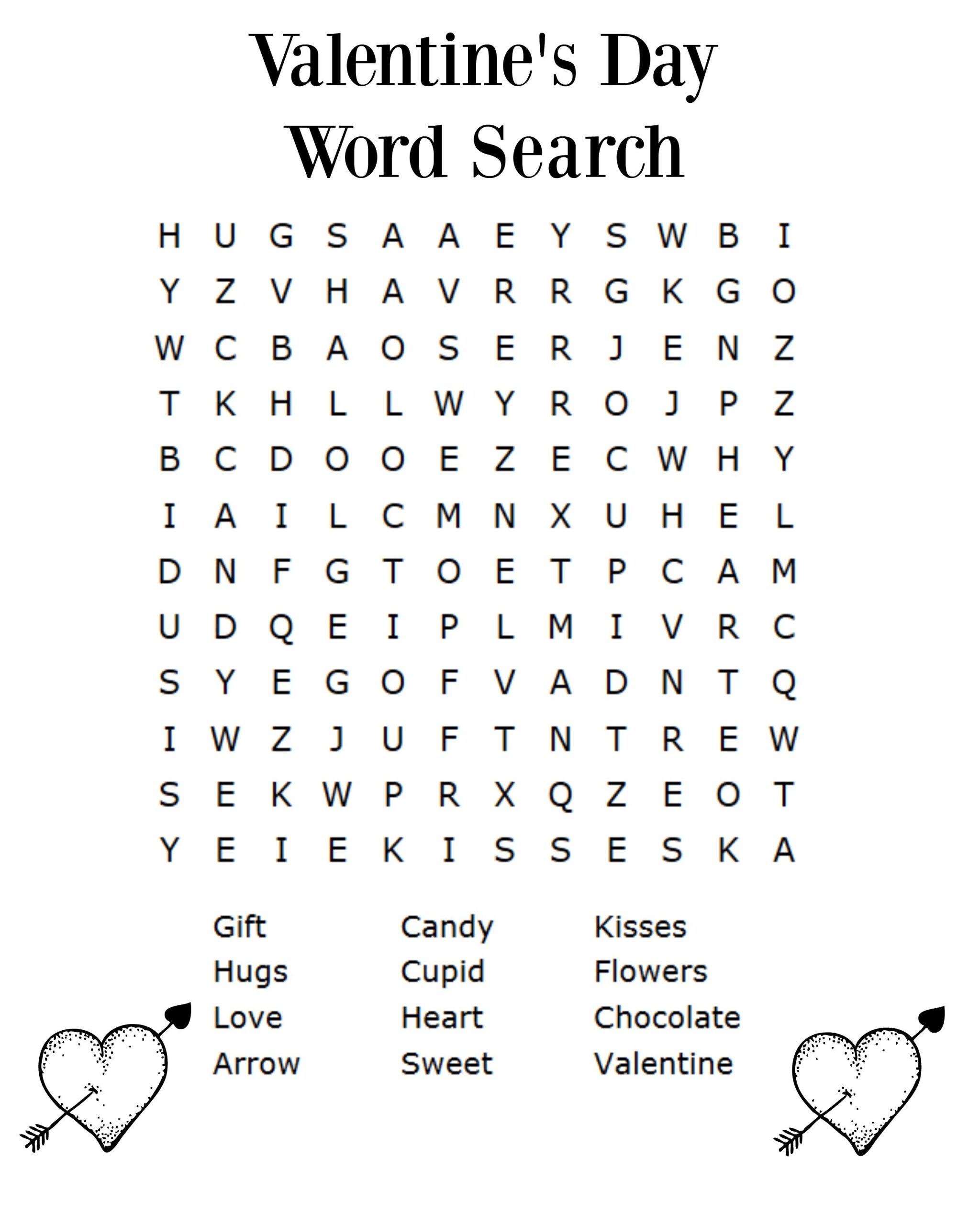 Word Search Printable Valentines Day