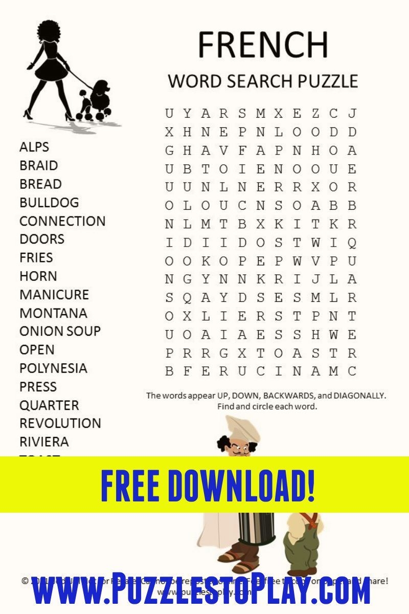 French Connection Word Search Word Search Printable