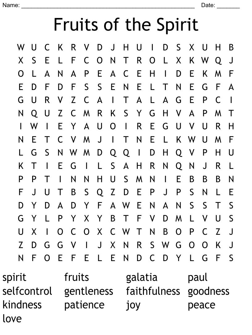 Fruit Of The Spirit Word Search