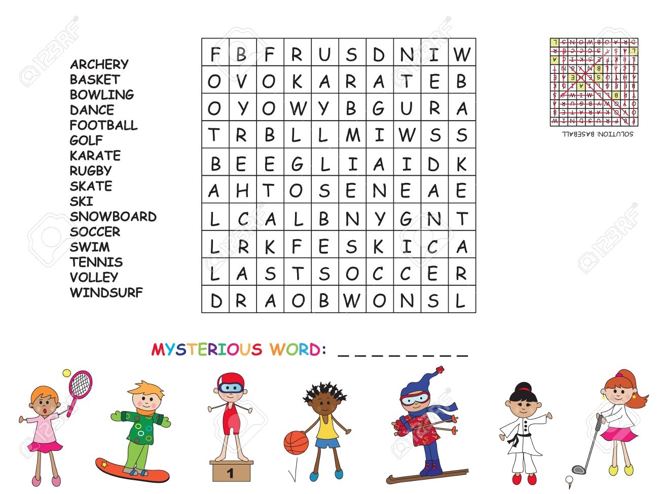 Game For Children Find All Words horizontal Vertical And Diagonal Use The Remaining Letters To Find The Mystery Word Stock Photo Picture And Royalty Free Image Image 40032985 