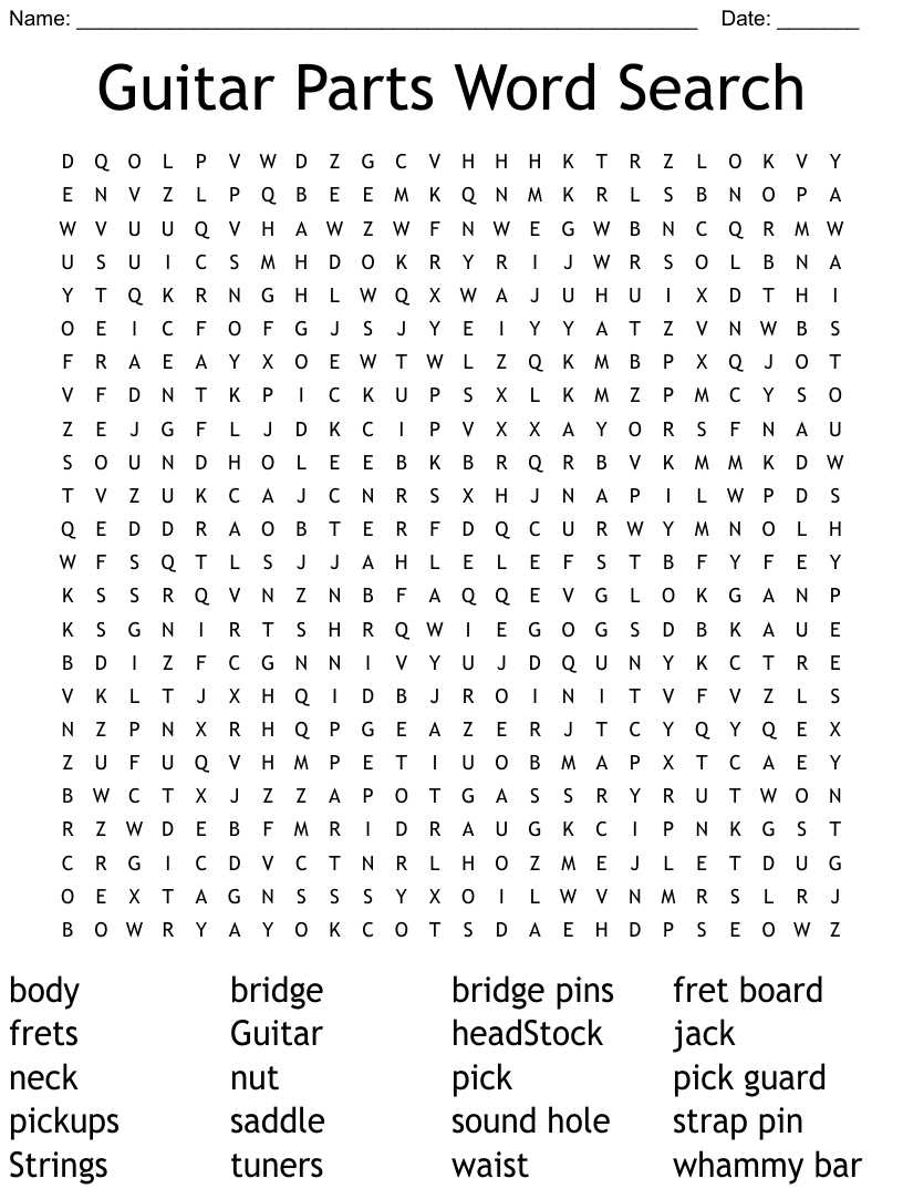 Guitar Words Word Search