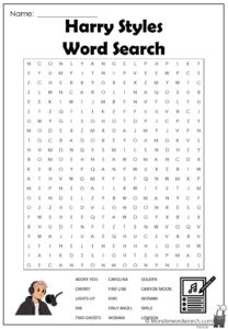 Harry Styles Word Search Monster Word Search