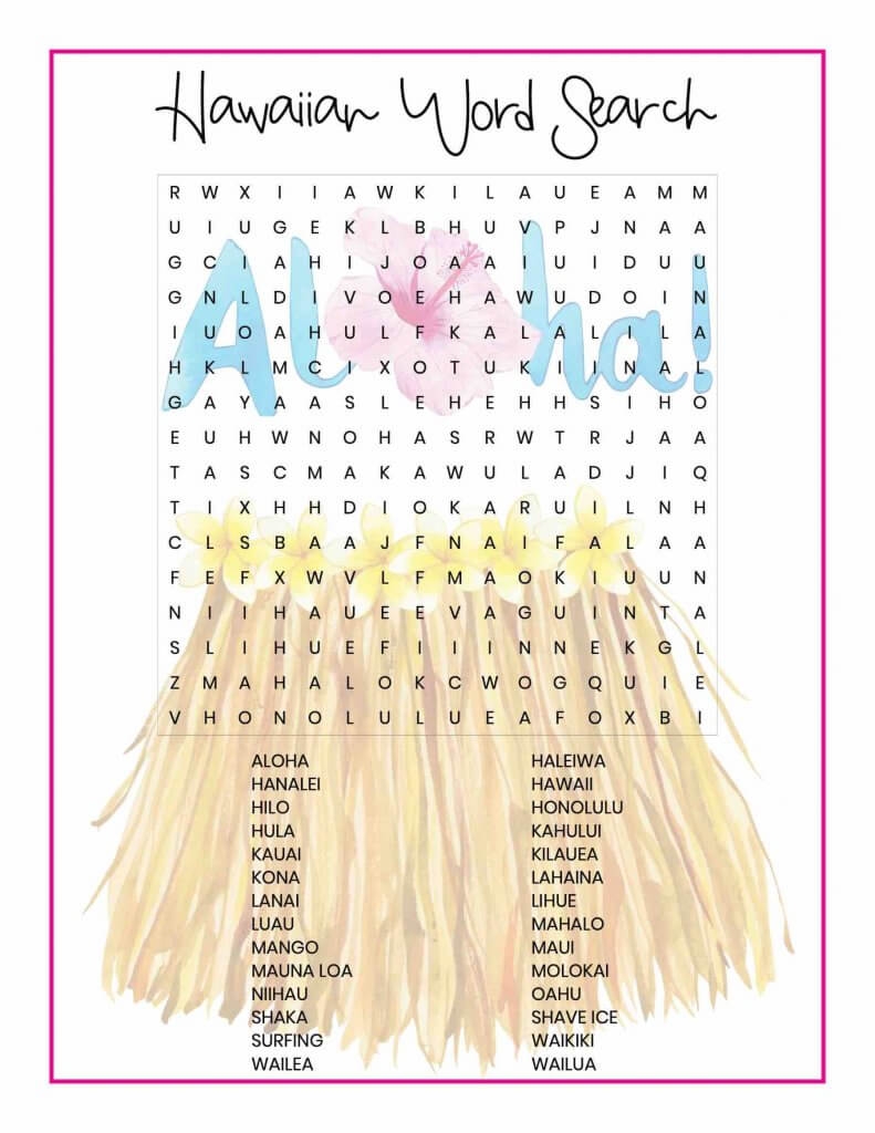 Hawaii Word Search And Word Scramble Printables For Kids Hawaii Travel With Kids