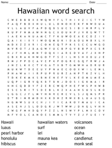 Hawaiian Word Search WordMint