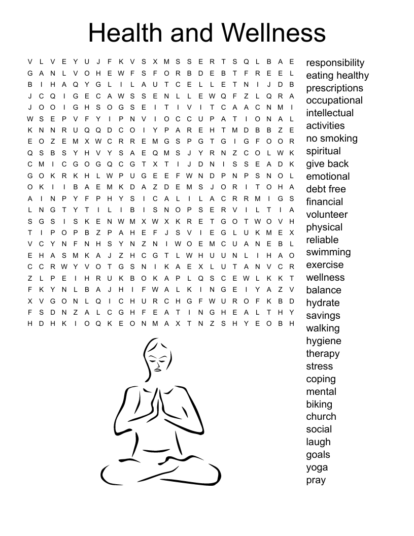 Health And Wellness Word Search WordMint