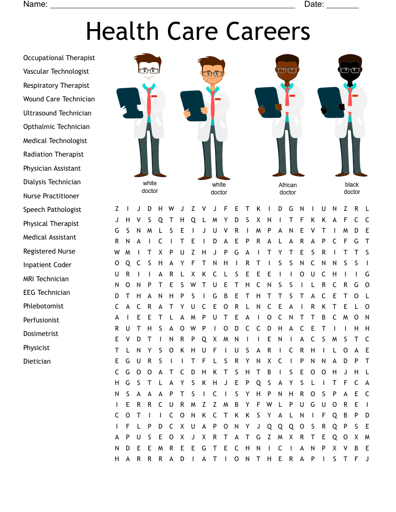 Health Care Career Word Search Word Search Printable