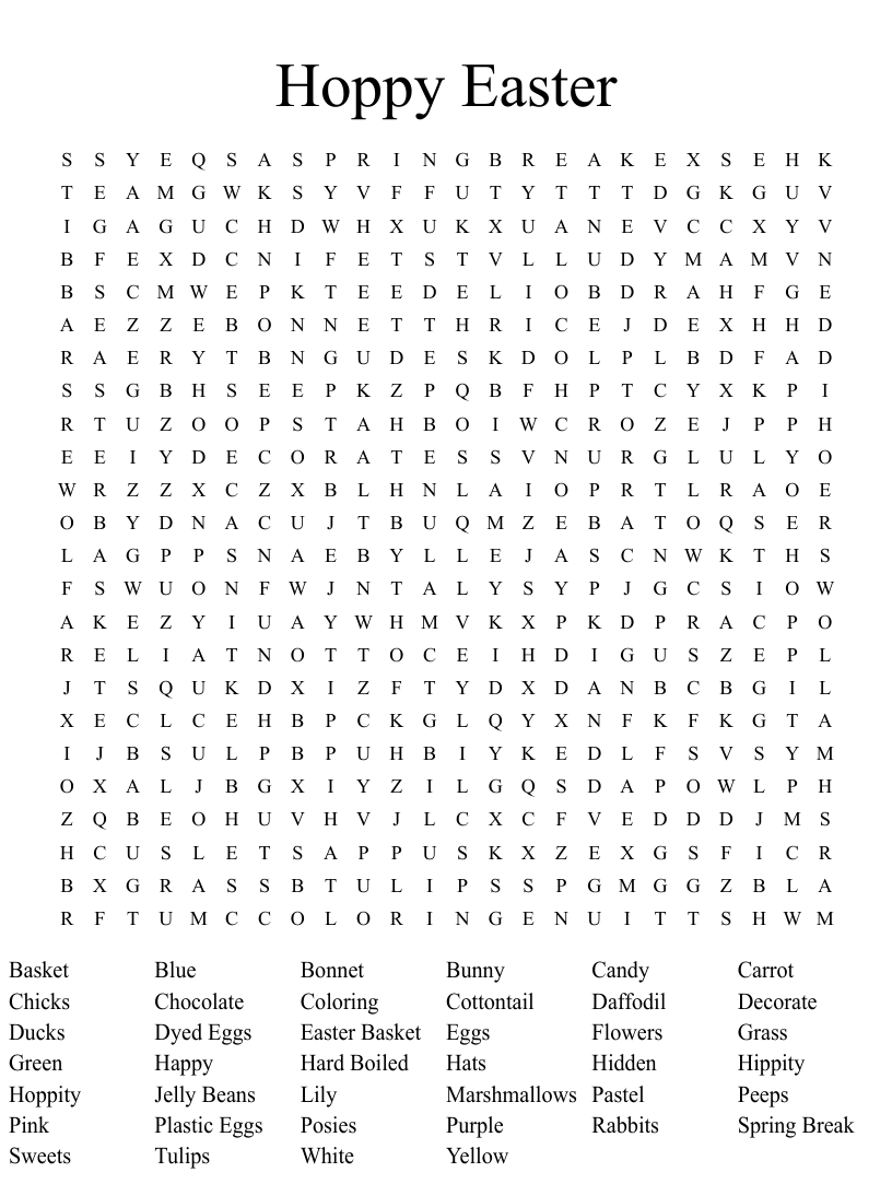 Word Search Easter Printable