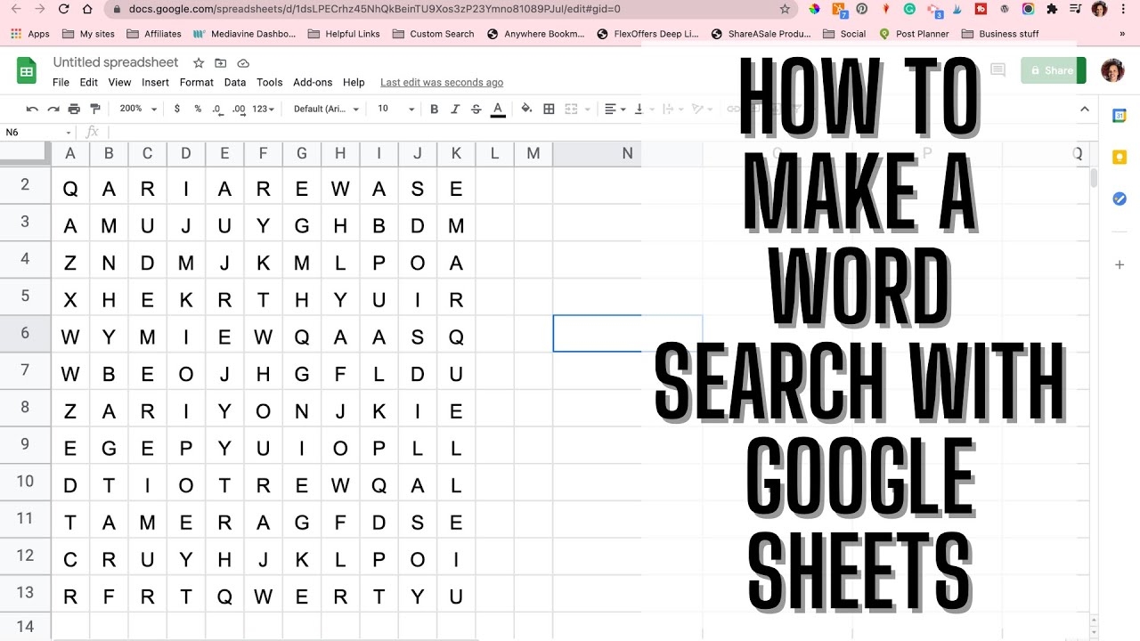 How To Make A Word Search With Google Sheets YouTube