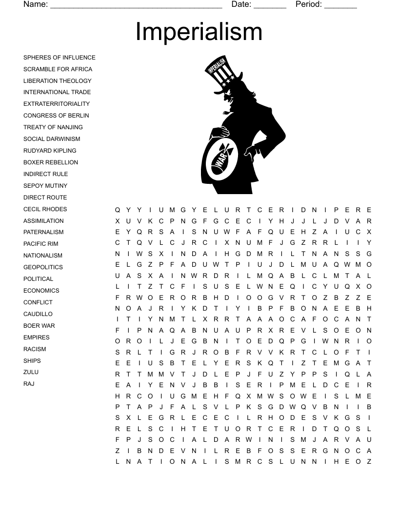 African Imperialism Word Search