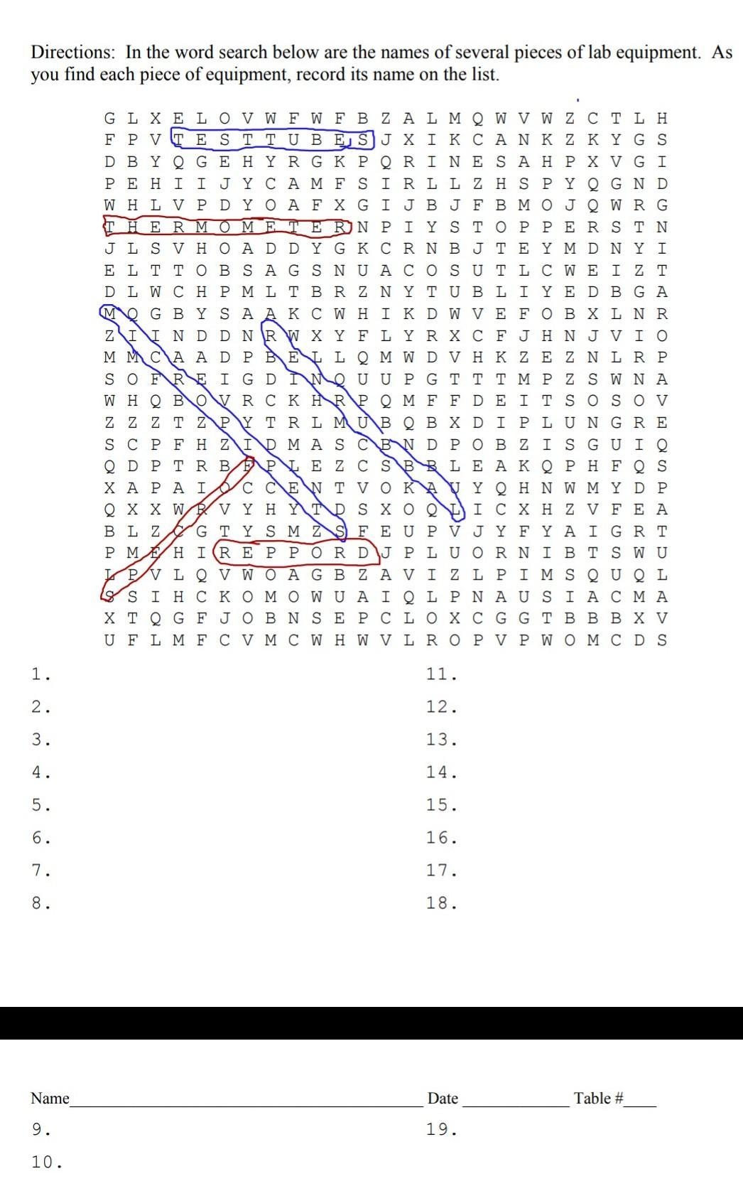 In The Word Search Below Are The Names Of Several Pieces Of Lab Equipment As You Find Each Piece Of Brainly