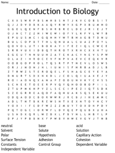 Introduction To Biology Word Search WordMint