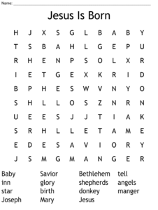 Jesus Is Born Word Search WordMint