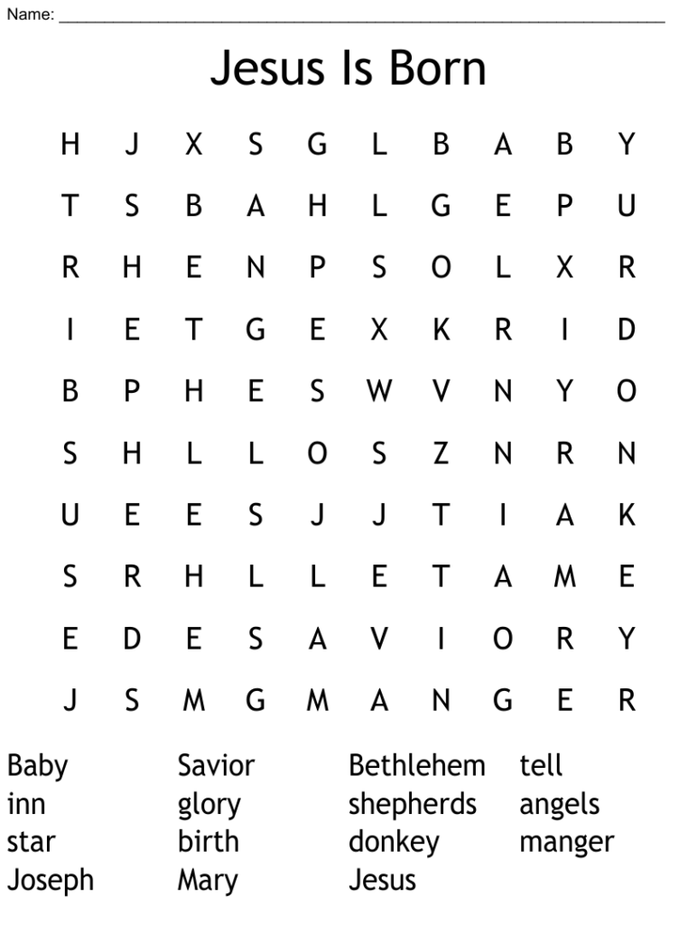 Jesus Is Born Word Search WordMint - Word Search Printable