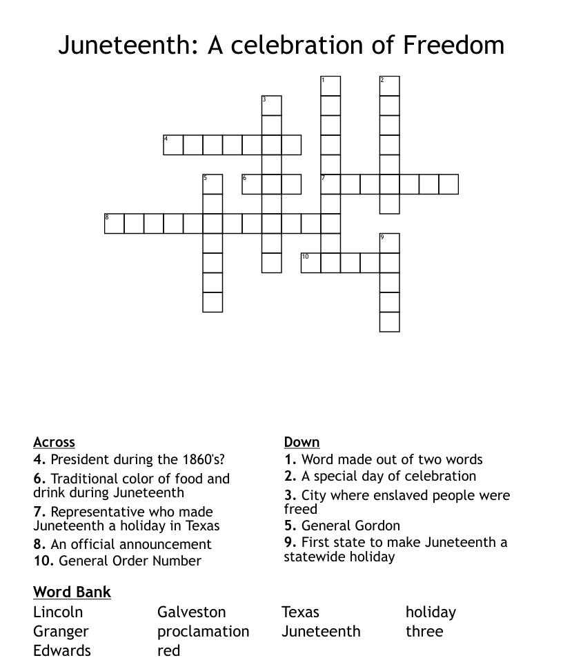 Juneteenth Word Search Answers