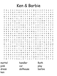 Ken Barbie Word Search WordMint