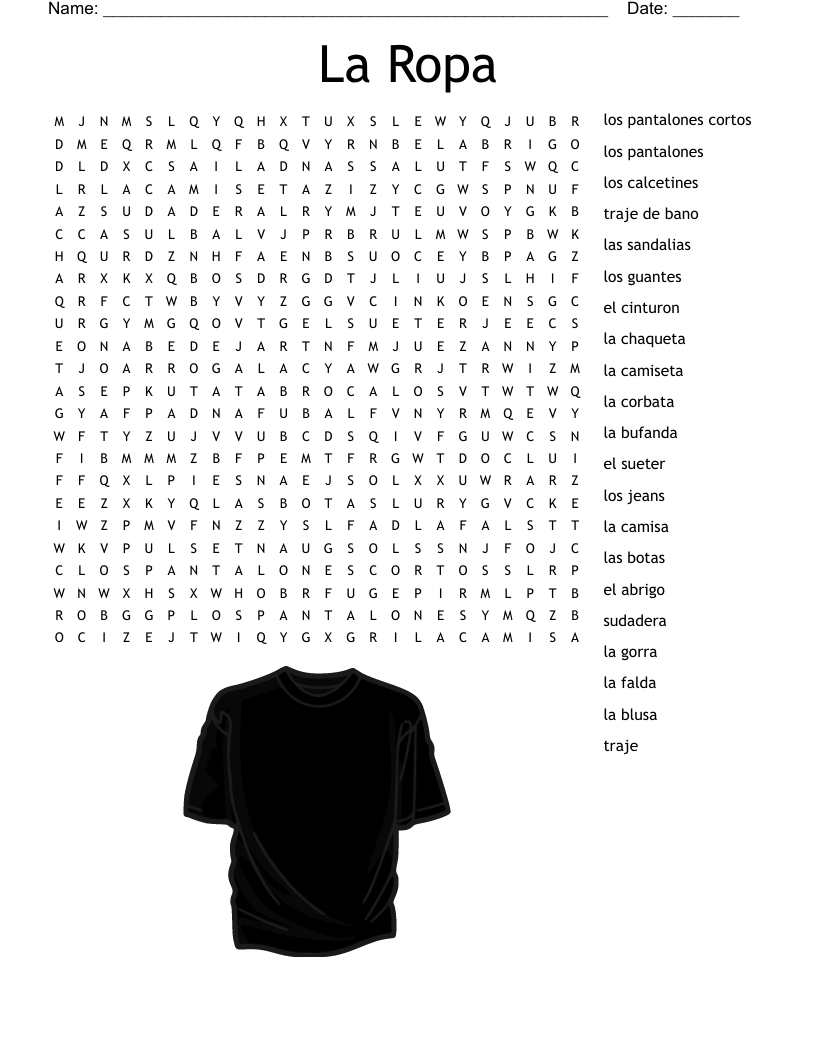 La Ropa Word Search WordMint