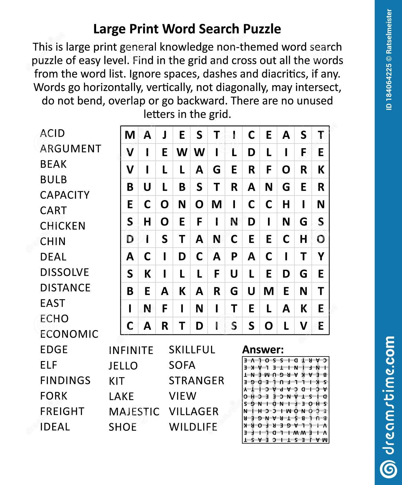 Large Print Word Search Puzzle