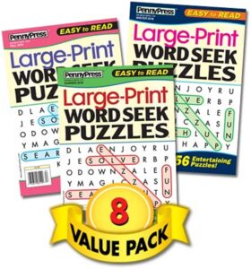 Large Print Word Seek Word Search Puzzles For All Ages 8 Pack Penny Press Dell Magazines Amazon Books