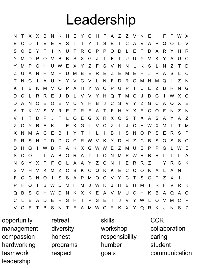 Leadership Word Search WordMint