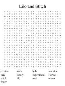 Lilo And Stitch Word Search WordMint