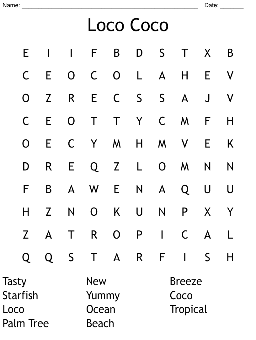 Coco Word Search Answers